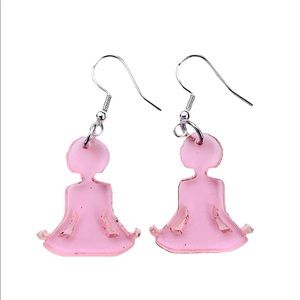 Handmade acrylic yoga Love earrings with .935 sterling silver posts.